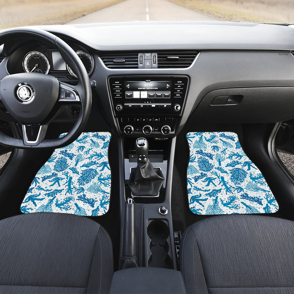 Coral Reef Pattern Print Design 01 Front and Back Car Mats