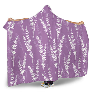 Lavender Flowers Purple Pattern Hooded Blanket