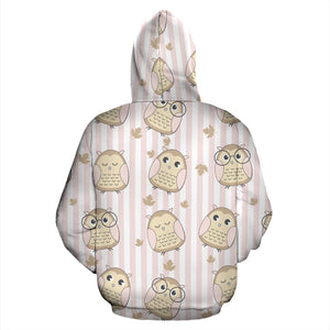 Cute Owl Leaf Zip Up Hoodie