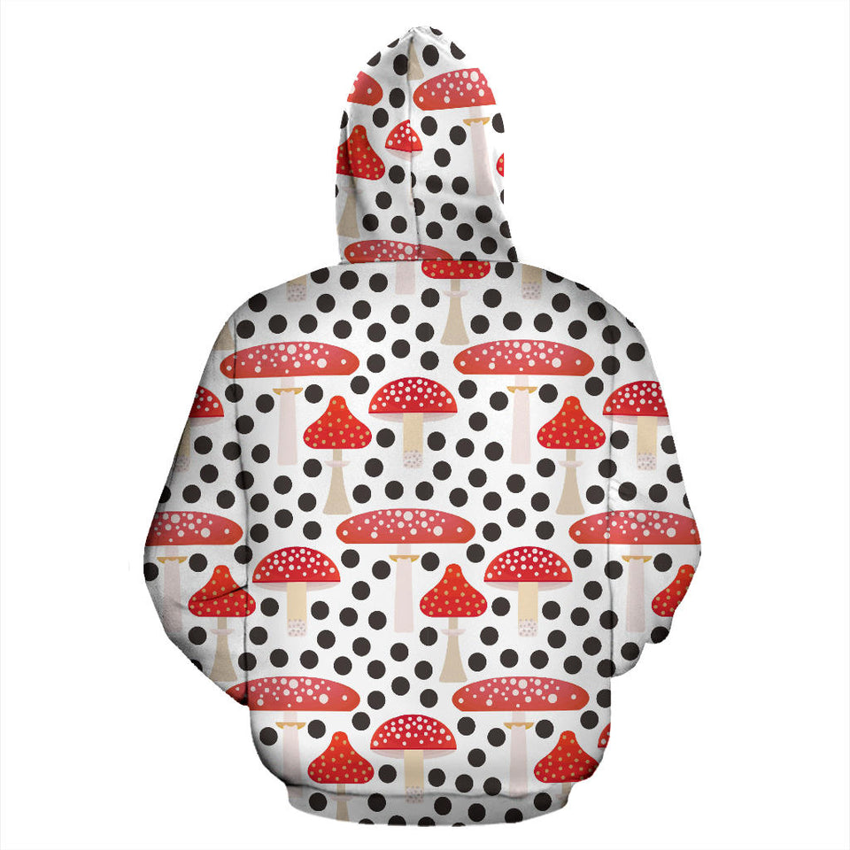 Red Mushroom Dot Pattern Men Women Pullover Hoodie