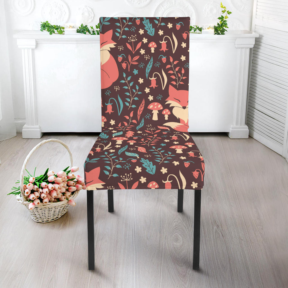 Fox Leaves Mushroom Pattern Dining Chair Slipcover