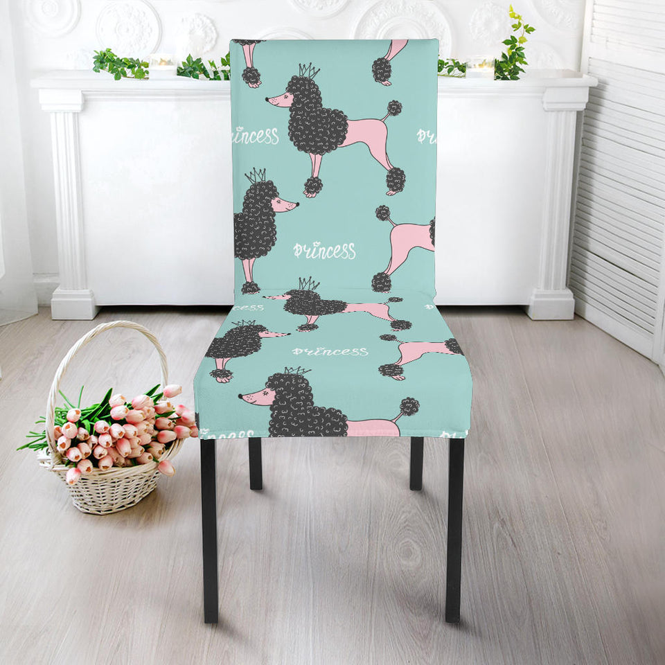 Poodle Dog Green Background Dining Chair Slipcover
