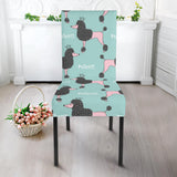 Poodle Dog Green Background Dining Chair Slipcover