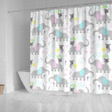 Cute Elephant Mouse Pattern Shower Curtain Fulfilled In US