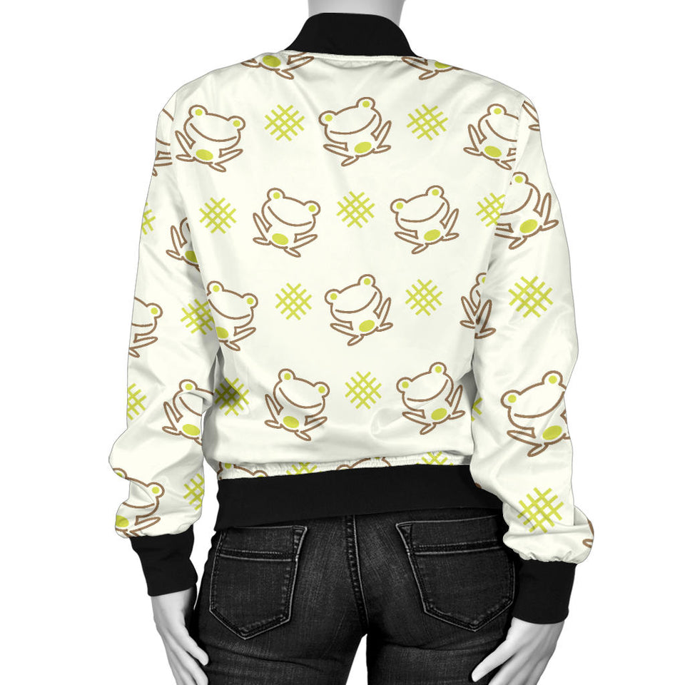 Cute Cartoon Frog Baby Pattern Women'S Bomber Jacket