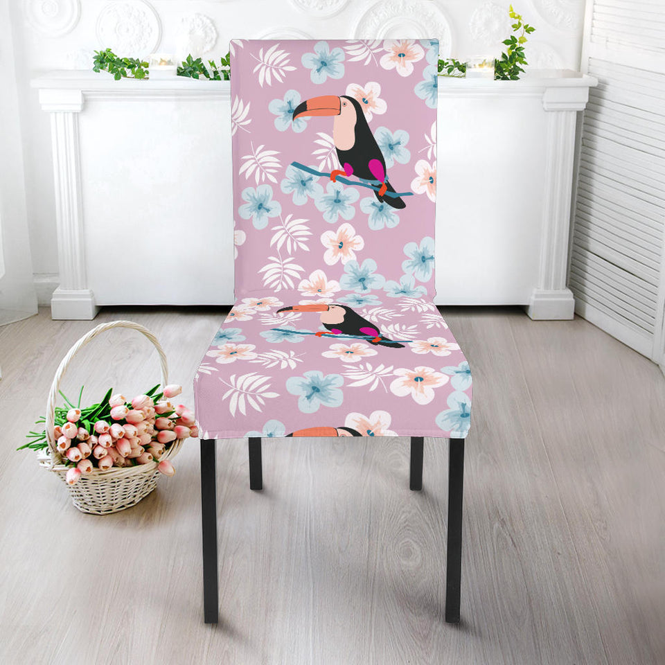 Beautiful Toucan Flower Leaves Dining Chair Slipcover