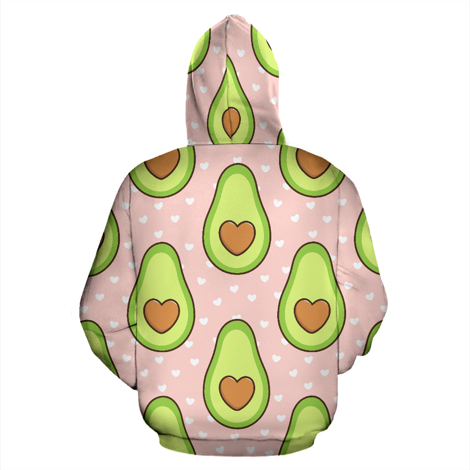 Avocado Heart Pink Background Zip Up Hoodie