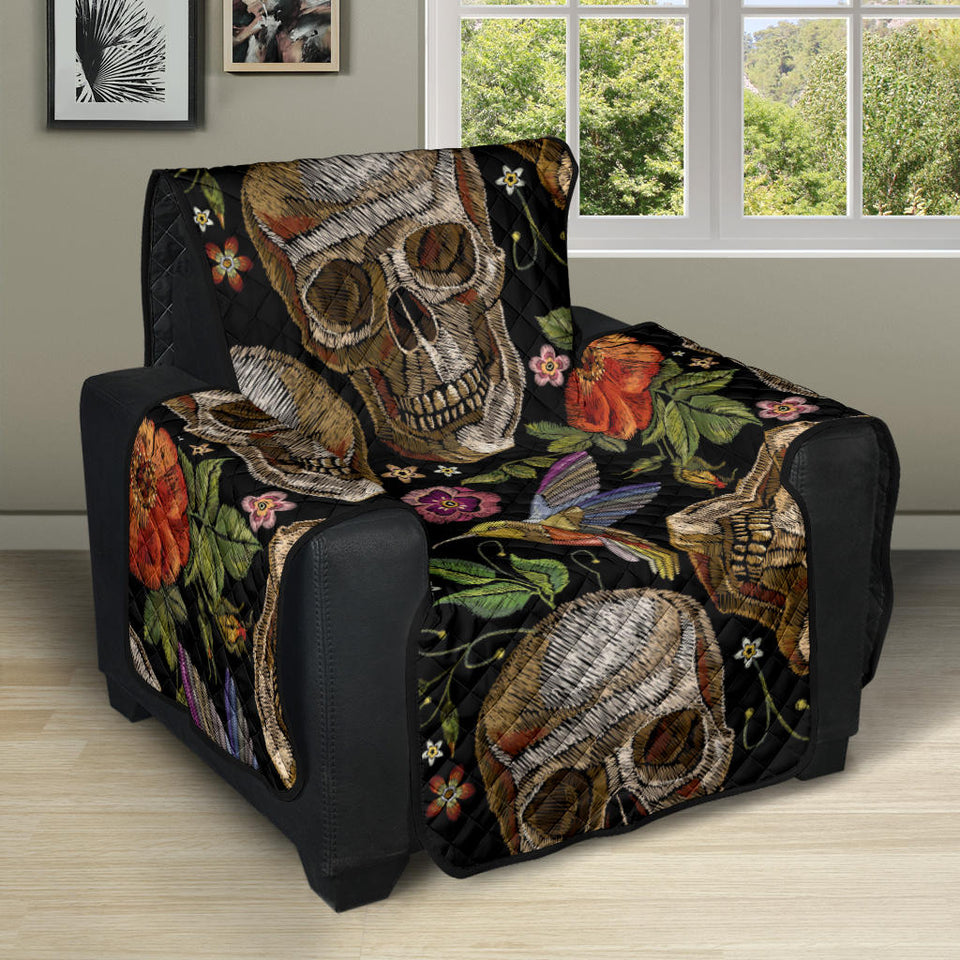 Skull rose humming bird flower pattern Recliner Cover Protector