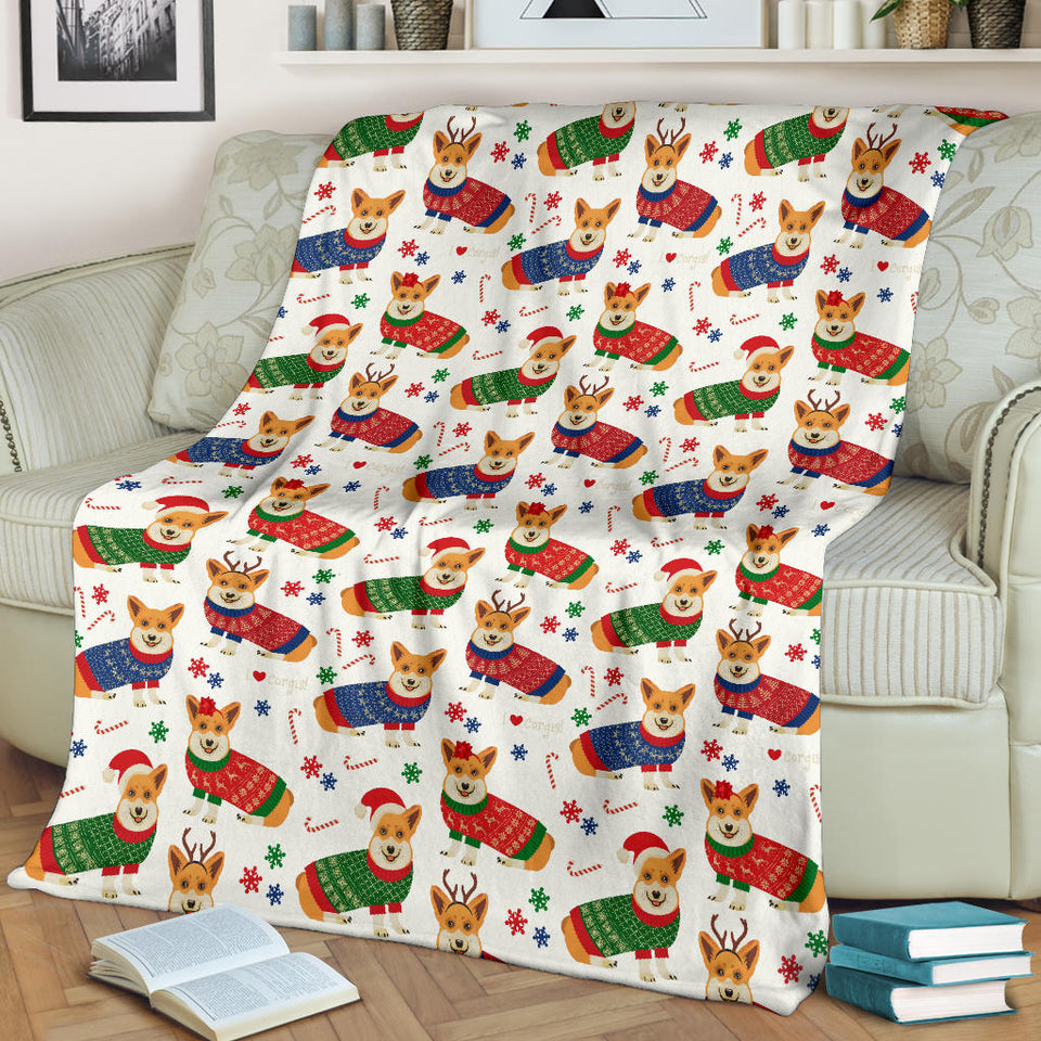 Corgi Christmas Pattern Premium Blanket