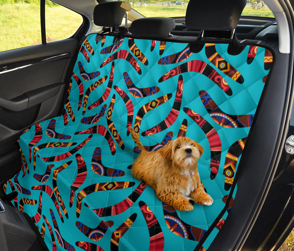 Boomerang Australian Aboriginal Ornament Blue Background Dog Car Seat Covers