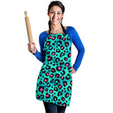 Green Leopard Skin Print Pattern Adjustable Apron