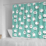Cute Sheep Green Background Shower Curtain Fulfilled In US