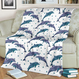 Dolphins Pattern Dotted Background Premium Blanket