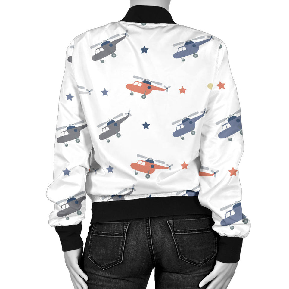 Cute Helicopter Star Pattern Women'S Bomber Jacket
