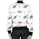 Cute Helicopter Star Pattern Women'S Bomber Jacket