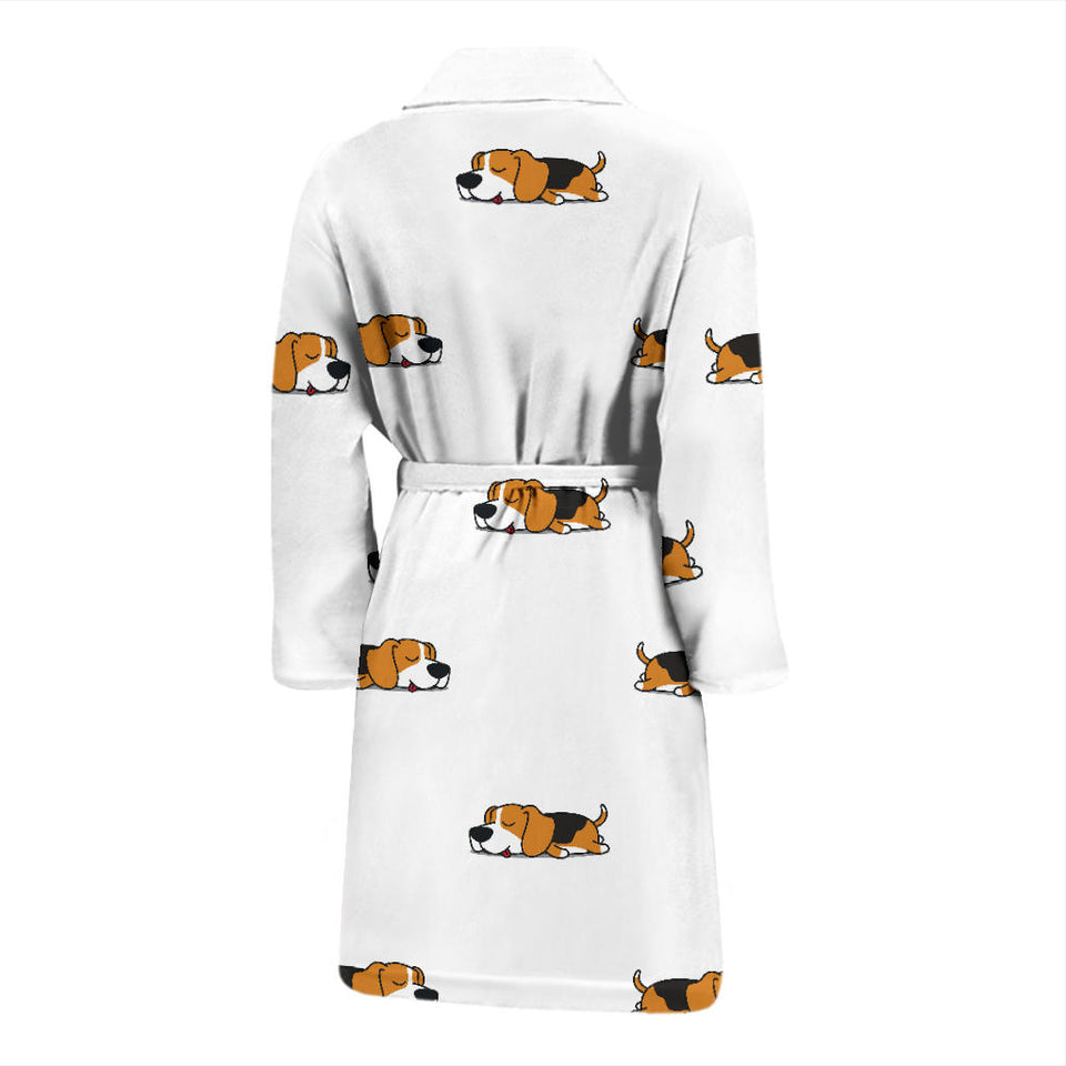 Cute Beagle Dog Sleeping Pattern Men'S Bathrobe
