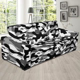 Black White Camo Camouflage Pattern Sofa Slipcover
