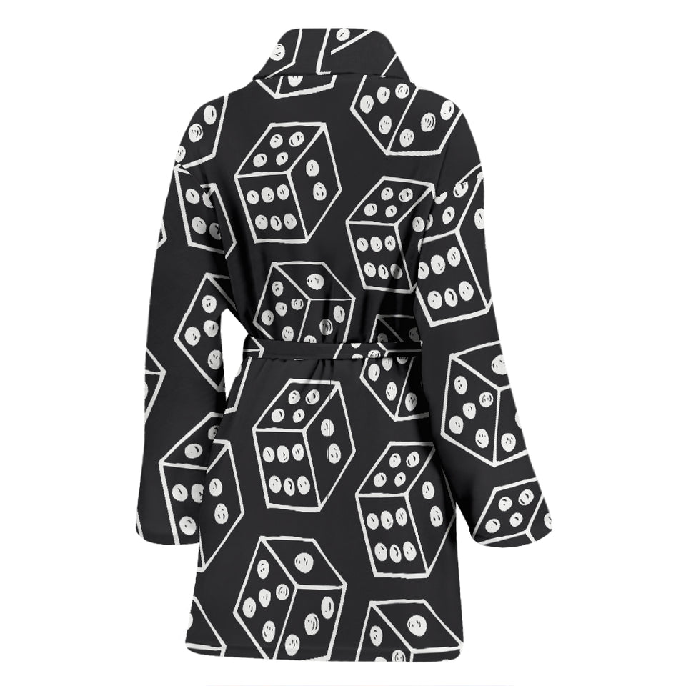 Dice Pattern Print Design 01 Women's Bathrobe