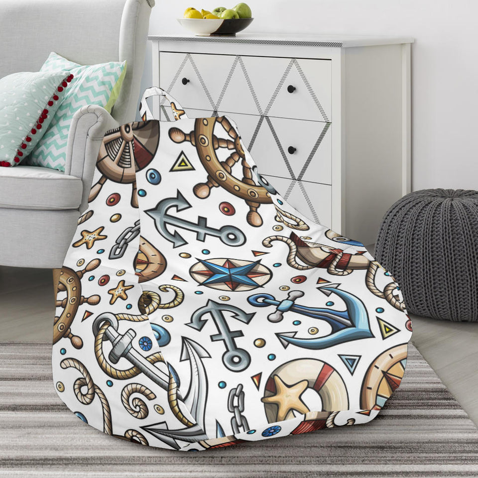 Cute Nautical Steering Wheel Anchor Pattern Bean Bag Cover