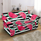 Watercolor Paint Textured Watermelon Pieces Loveseat Couch Slipcover