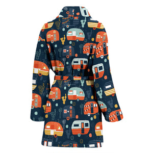 Camper Van Pattern Print Design 05 Women's Bathrobe