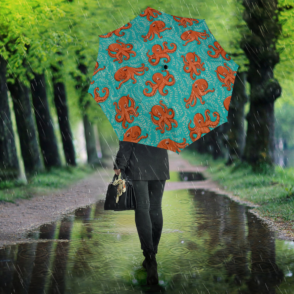 Octopus Turquoise Background Umbrella