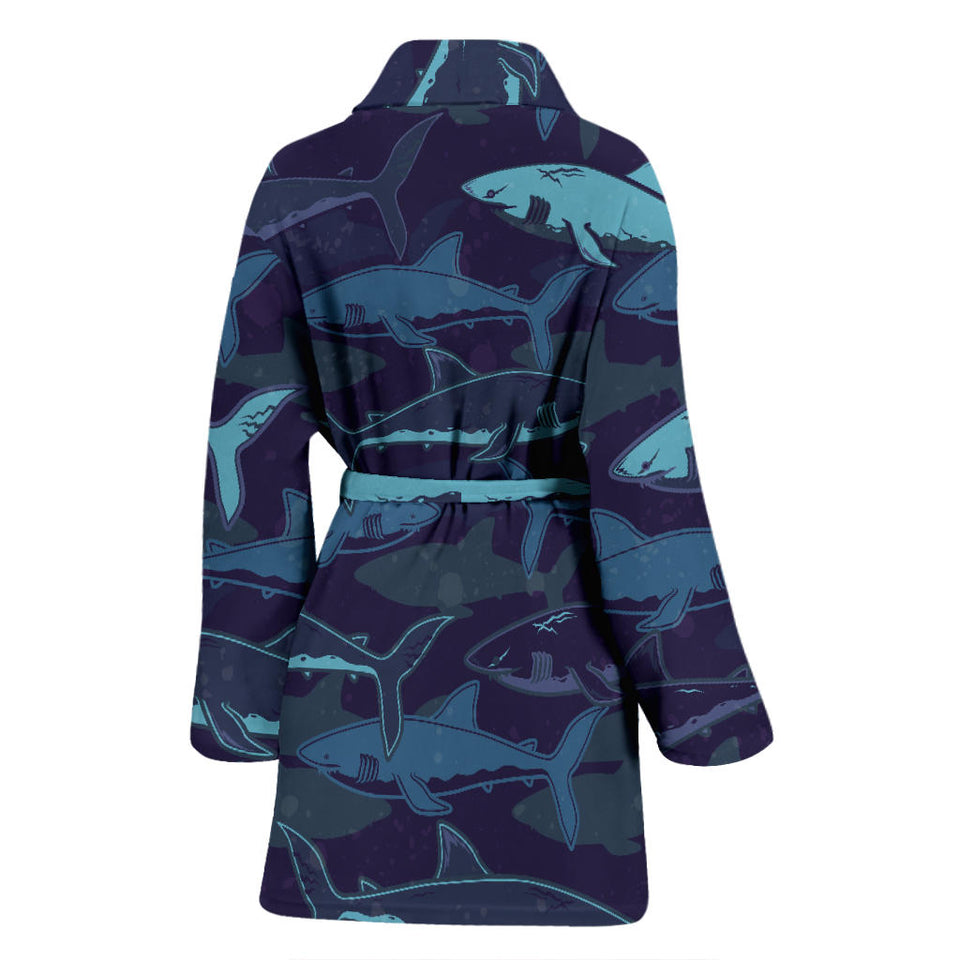 Shark Pattern Women'S Bathrobe