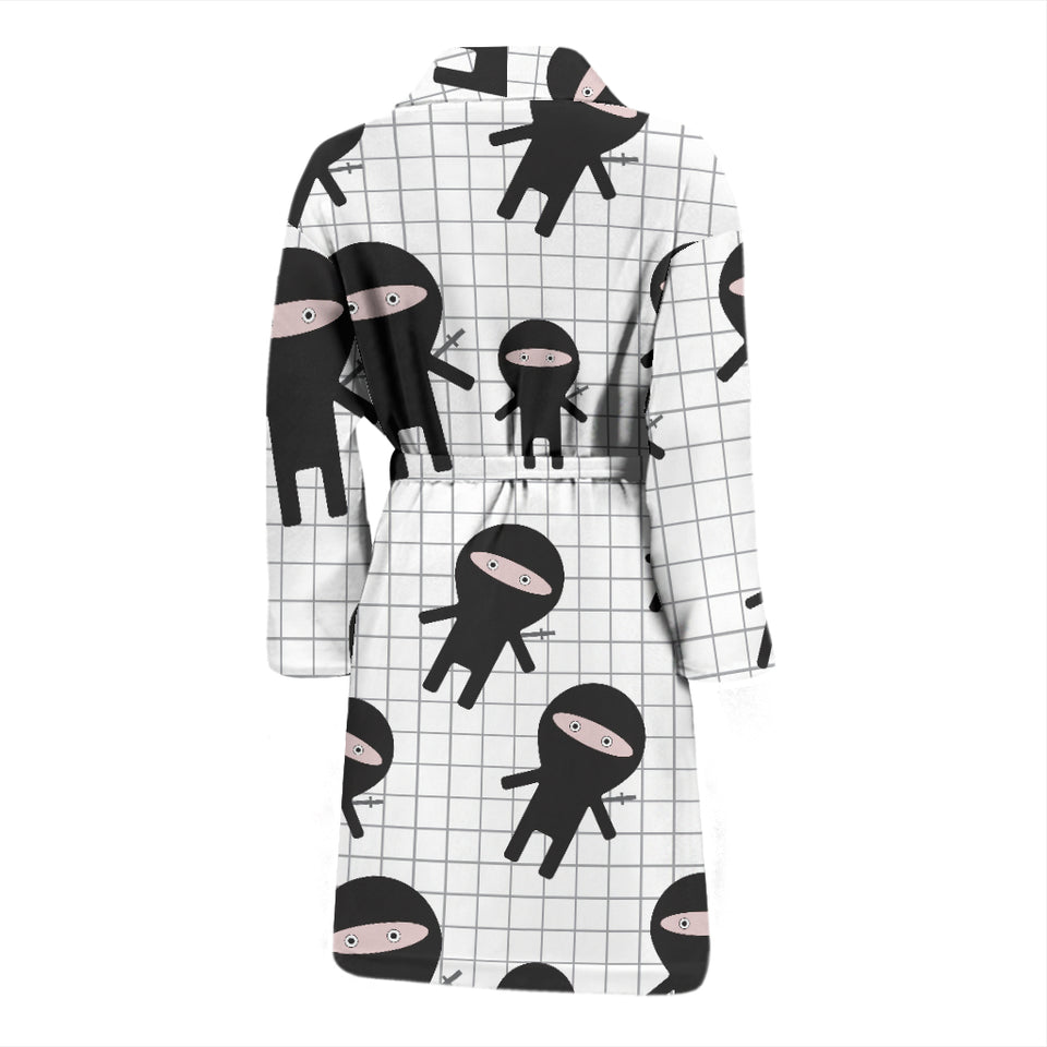 Ninja Pattern Plaid Background Men'S Bathrobe