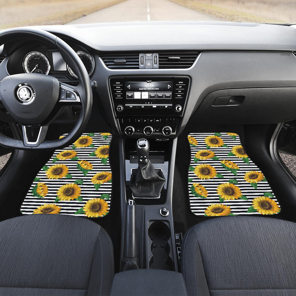 Sunflowers Ribbon Background Front And Back Car Mats