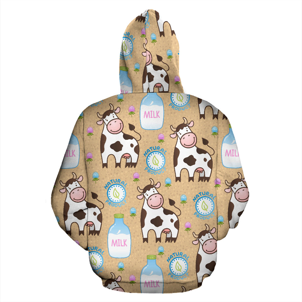 Cow Bottle Of Milk Pattern Zip Up Hoodie