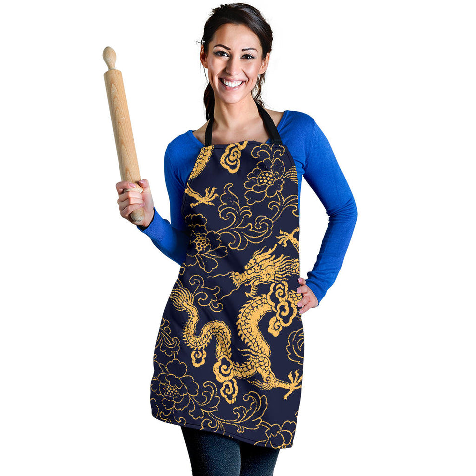Gold Dragon Pattern Adjustable Apron