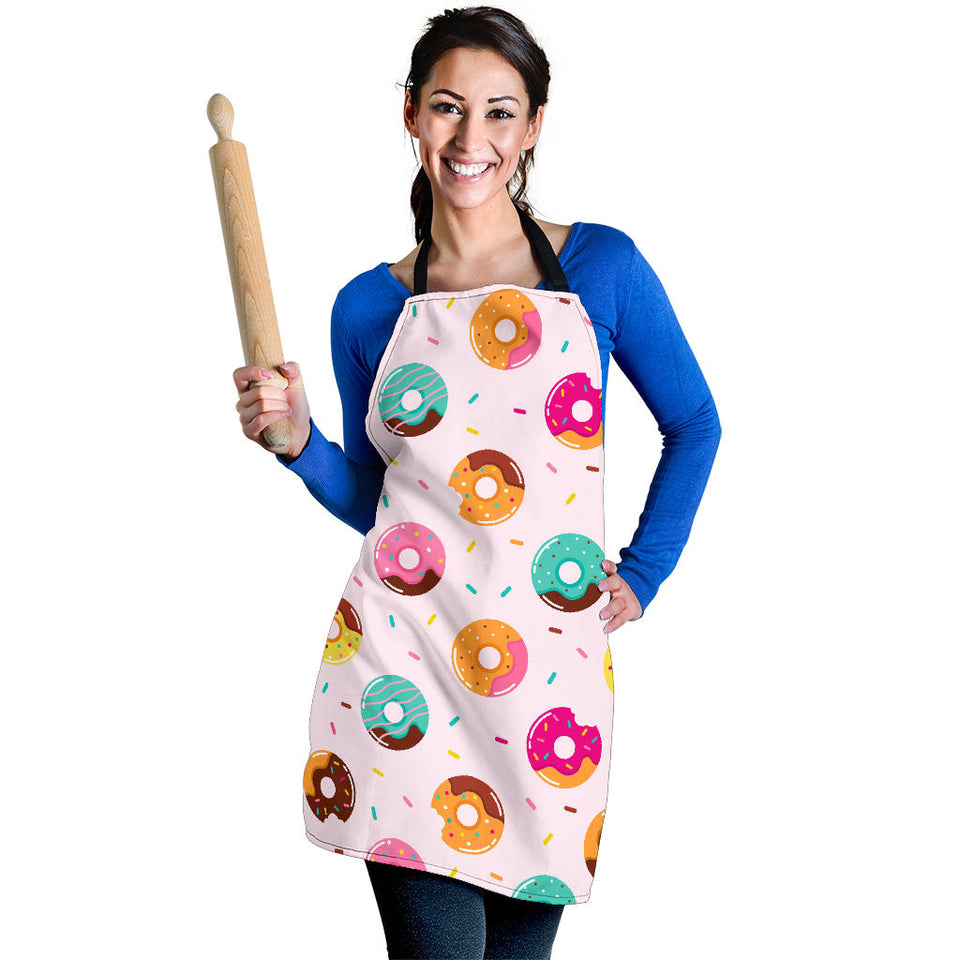Donut Pattern Glaze Pink Background Adjustable Apron