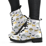 Silhouettes Of Goat And Tree Pattern Leather Boots