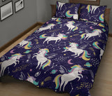 Hand drawn cute unicorn star planet Quilt Bed Set