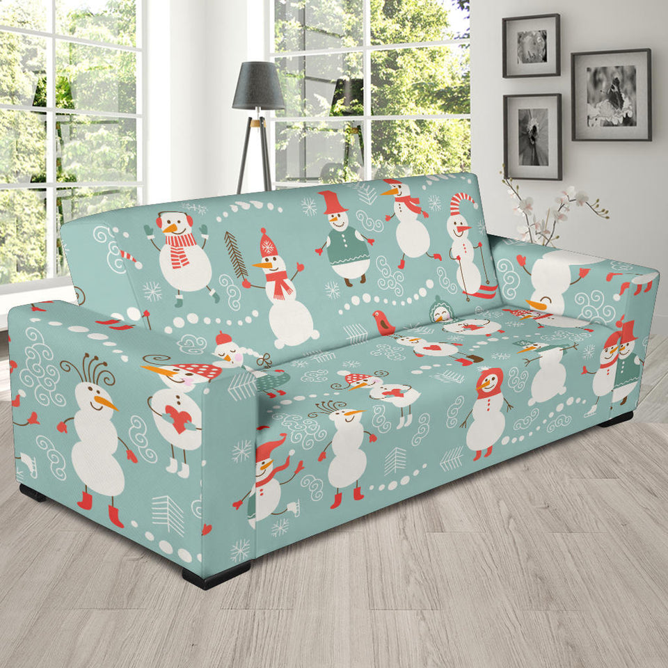 Cute Snowman Pattern Sofa Slipcover
