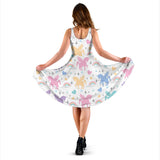 Colorful Unicorn Rainbow Heart Pattern Sleeveless Midi Dress