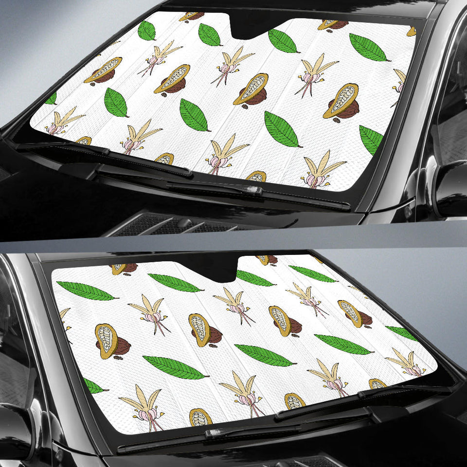 Color Hand Drawn Cocoa Pattern Car Sun Shade