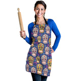 Sugar Skull Flower Pattern Adjustable Apron