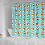 Fox Pattern Blue B Ackground Shower Curtain Fulfilled In US