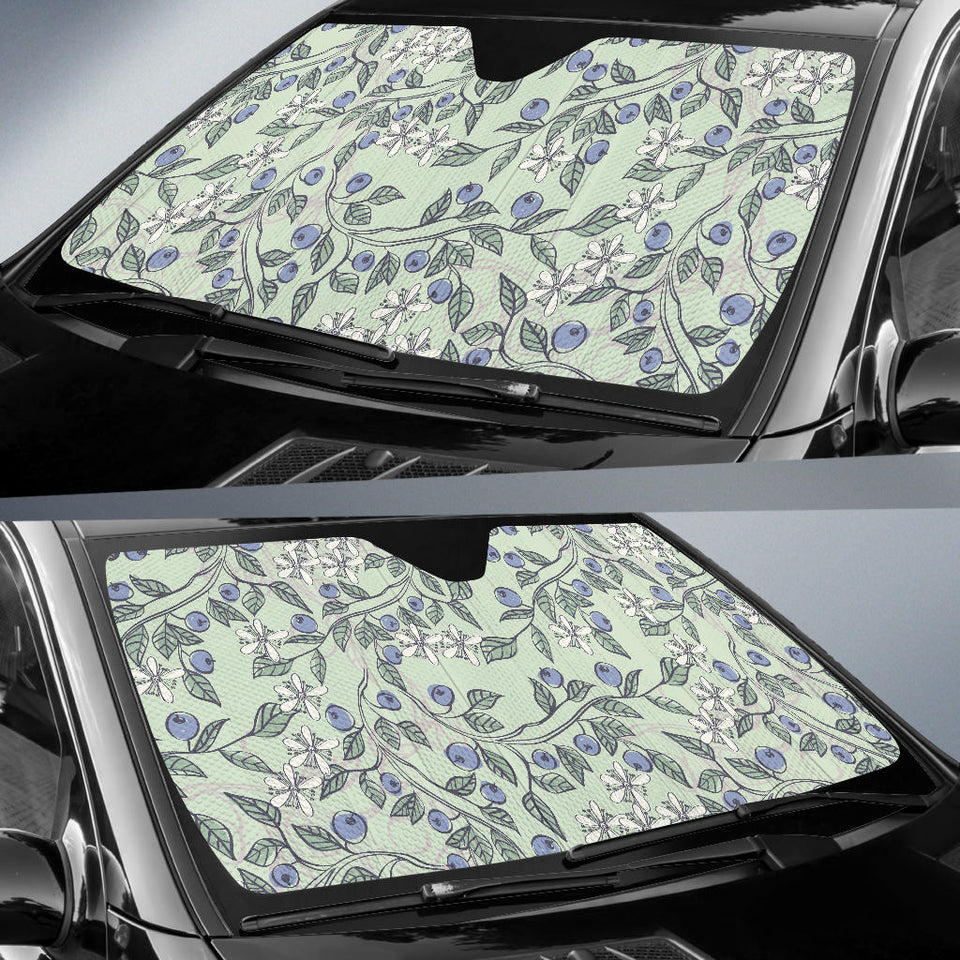 Hand Drawn Blueberry Pattern Car Sun Shade