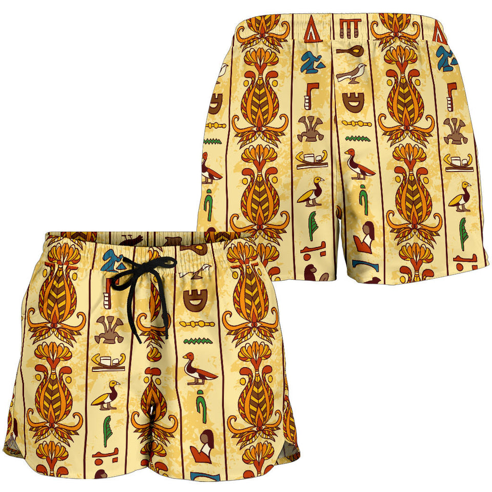 Egypt Hieroglyphics Pattern Print Design 04 Women Shorts