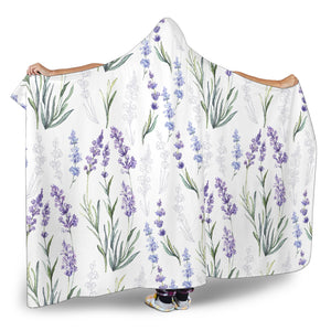 Hand Painting Watercolor Lavender Hooded Blanket