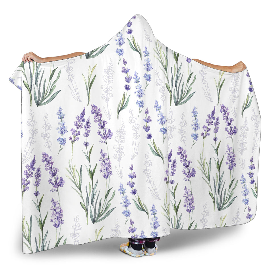 Hand Painting Watercolor Lavender Hooded Blanket