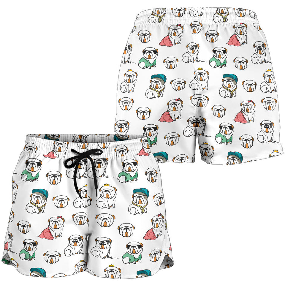 English Bulldog Pattern Print Design 03 Women Shorts