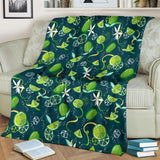 Lime Ice Flower Pattern Premium Blanket