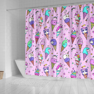 Cute Ice Cream Cone Animal Pattern Shower Curtain Fulfilled In US