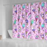 Cute Ice Cream Cone Animal Pattern Shower Curtain Fulfilled In US