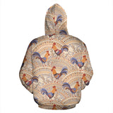 Cute Rooster Chicken Cock Floral Ornament Background Men Women Pullover Hoodie