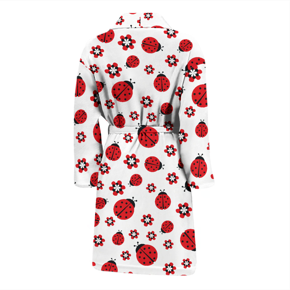 Ladybug Pattern Print Design 04 Men's Bathrobe