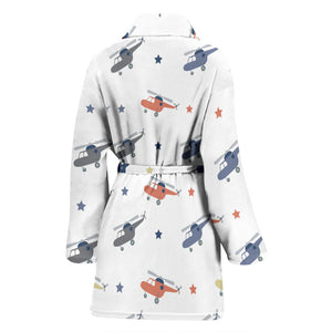 Cute Helicopter Star Pattern Women'S Bathrobe
